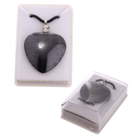 Heart pendant HEMATITE 3cm and rhinestones - Crystal Therapy